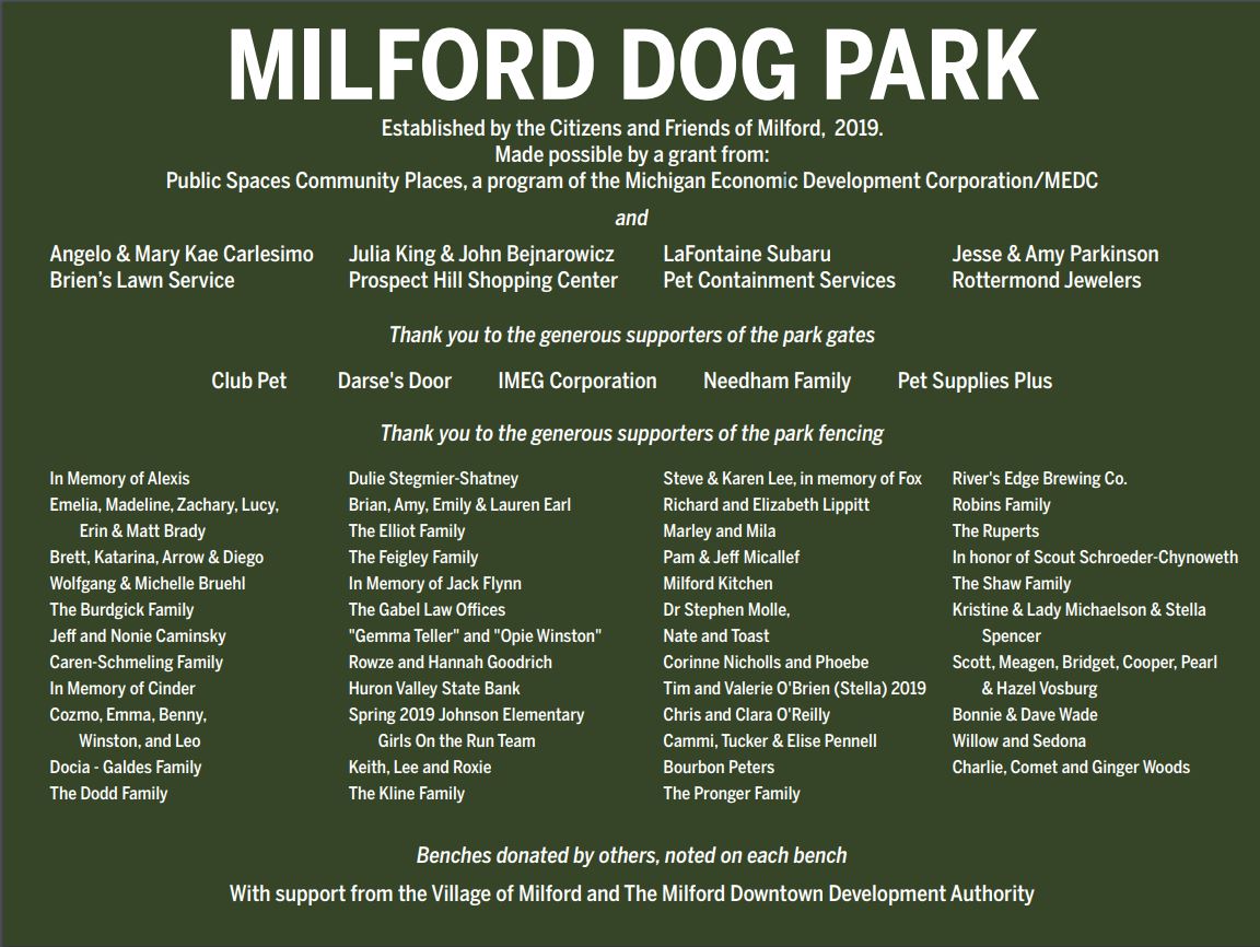 MilfordDogParkDonors