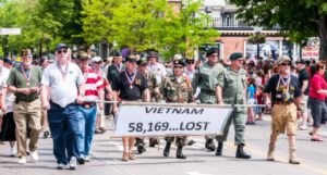 Vietnam Veterans parade commemorating lost soldiers.