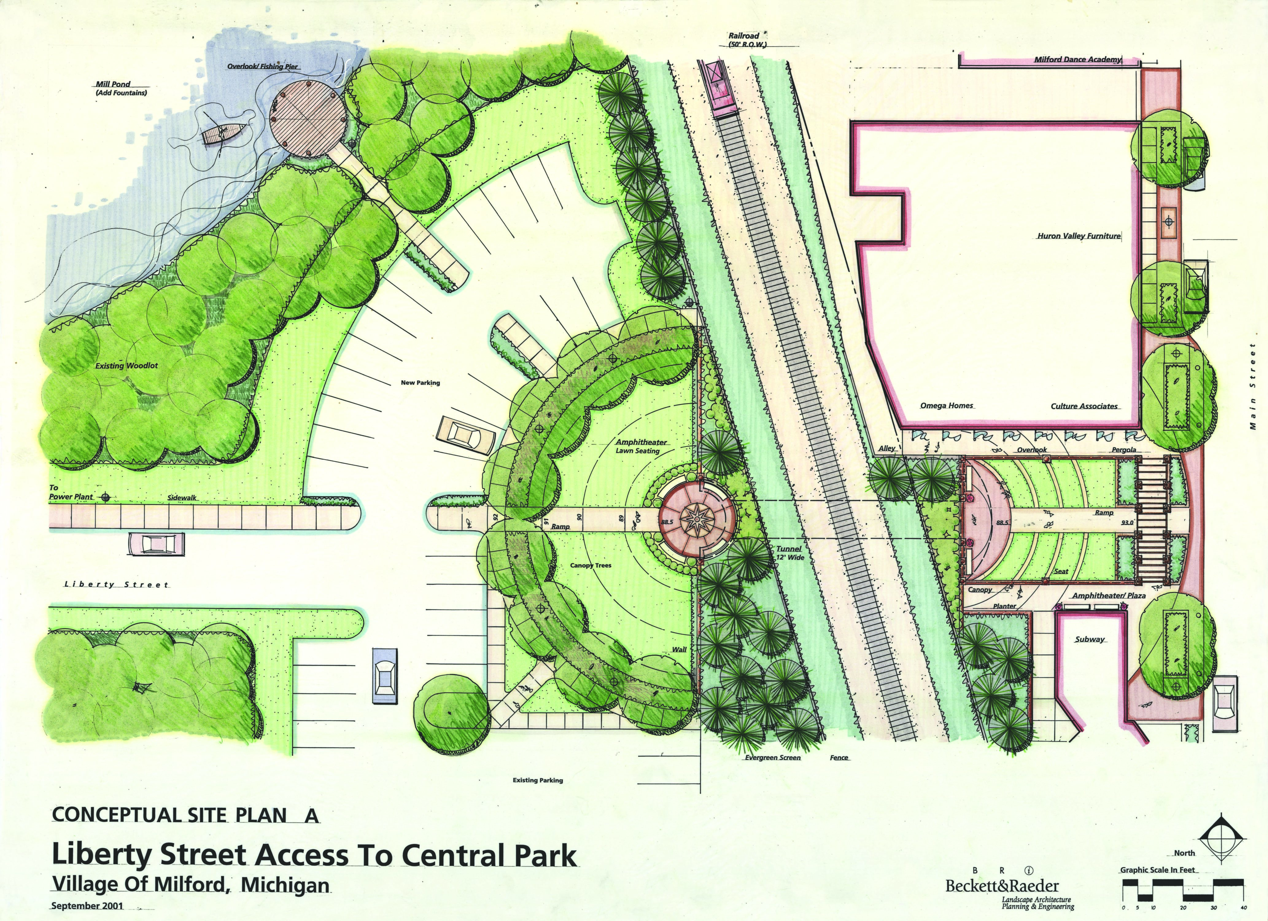 Detailed conceptual site plan for Liberty Street Park