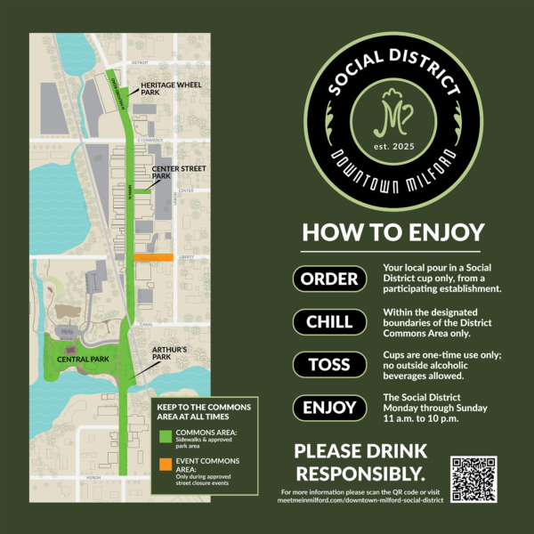Map and guidelines for Downtown Milford Social District