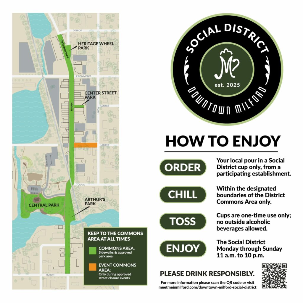 Map and guidelines for Downtown Milford Social District